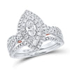 14k Two-tone Gold Marquise Diamond Bridal Wedding Ring Band Set 1 Cttw