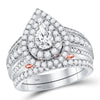 14k Two-tone Gold Pear Diamond Bridal Wedding Ring Band Set 2 Cttw