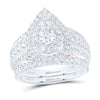 14k Two-tone Gold Pear Diamond Bridal Wedding Ring Band Set 2 Cttw