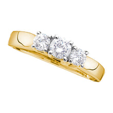 14k Yellow Gold Round Diamond 3-stone Bridal Wedding Engagement Ring 1/4 Cttw
