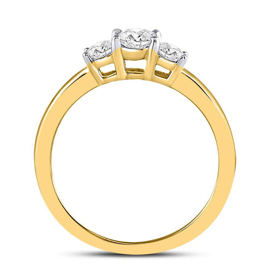 14k Yellow Gold Round Diamond 3-stone Bridal Wedding Engagement Ring 1/2 Cttw