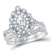 14k White Gold Marquise Diamond Halo Bridal Wedding Ring Band Set 1 Cttw
