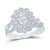 14k White Gold Oval Diamond Halo Bridal Wedding Ring Band Set 1 Cttw