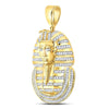10k Yellow Gold Mens Round Diamond Pharaoh Face Charm Pendant 5/8 Cttw