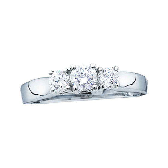 14k Yellow Gold Round Diamond 3-stone Bridal Wedding Engagement Ring 3/4 Cttw