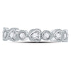 10k White Gold Womens Round Diamond Heart Eternity Band Ring 3/8 Cttw
