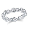 10k White Gold Womens Round Diamond Heart Eternity Band Ring 3/8 Cttw