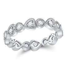  10k White Gold Womens Round Diamond Heart Eternity Band Ring 3/8 Cttw