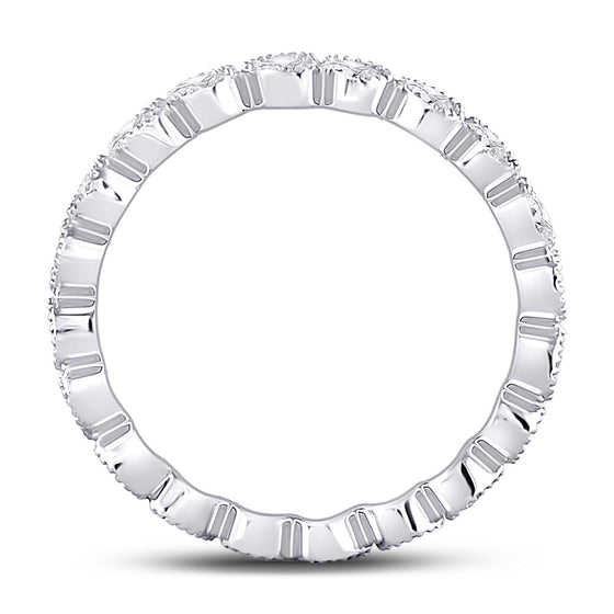 10k White Gold Womens Round Diamond Heart Eternity Band Ring 3/8 Cttw