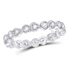  10k White Gold Womens Round Diamond Heart Eternity Band Ring 3/8 Cttw