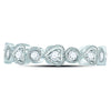 10k White Gold Womens Round Diamond Heart Eternity Band Ring 3/8 Cttw