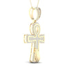 10k Yellow Gold Mens Round Diamond Ankh Cross Charm Pendant 5/8 Cttw