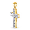 14k Yellow Gold Womens Round Diamond Cross Pendant 1/2 Cttw