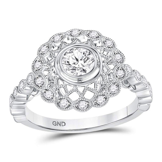 14k White Gold Round Diamond Solitaire Bridal Wedding Engagement Ring 3/4 Cttw