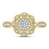 10k Yellow Gold Womens Round Diamond Milgrain Cable Cluster Ring 1/8 Cttw