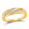 10k Yellow Gold His Hers Round Diamond Square Matching Wedding Set 1/5 Cttw