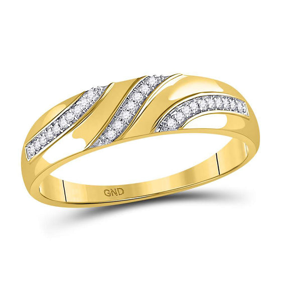 10k Yellow Gold His Hers Round Diamond Cluster Matching Wedding Set 1/4 Cttw