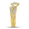 10k Yellow Gold His Hers Round Diamond Cluster Matching Wedding Set 1/4 Cttw