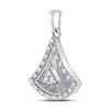 10k White Gold Womens Round Diamond Fashion Pendant 1/6 Cttw