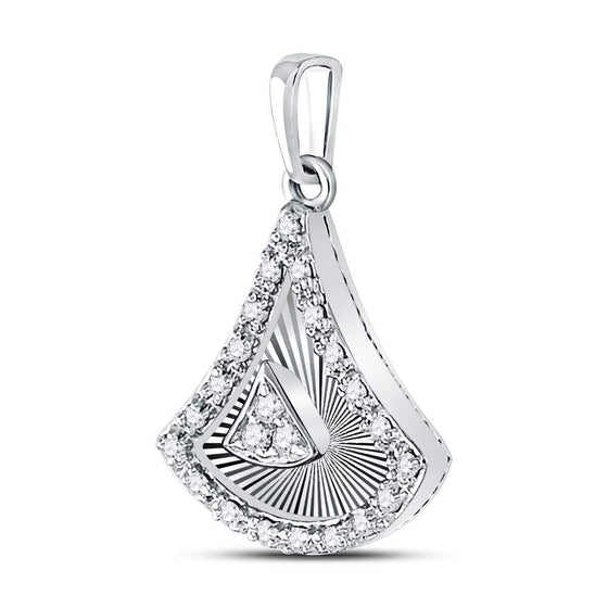 10k White Gold Womens Round Diamond Fashion Pendant 1/6 Cttw