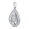10k White Gold Womens Round Diamond Teardrop Pendant 1/6 Cttw