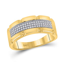  10k Yellow Gold Mens Round Diamond Band Ring 1/5 Cttw