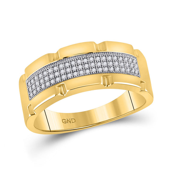 10k Yellow Gold Mens Round Diamond Band Ring 1/5 Cttw