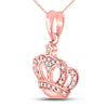 10k Rose Gold Womens Round Diamond Crown Fashion Pendant 1/8 Cttw