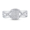 10k White Gold Womens Round Diamond Rectangle Twist Cluster Ring 1/4 Cttw