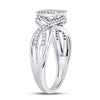 10k White Gold Womens Round Diamond Rectangle Twist Cluster Ring 1/4 Cttw
