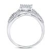 10k White Gold Womens Round Diamond Rectangle Twist Cluster Ring 1/4 Cttw