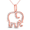 10k Rose Gold Womens Round Diamond Elephant Animal Pendant 1/6 Cttw