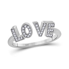  10k White Gold Womens Round Diamond Love Fashion Ring 1/10 Cttw
