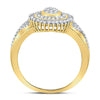 10k Yellow Gold Womens Round Diamond Concentric Teardrop Cluster Ring 1/4 Cttw