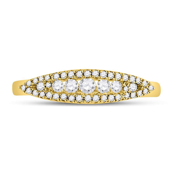 14k Yellow Gold Womens Round Diamond Fashion Band Ring 3/8 Cttw