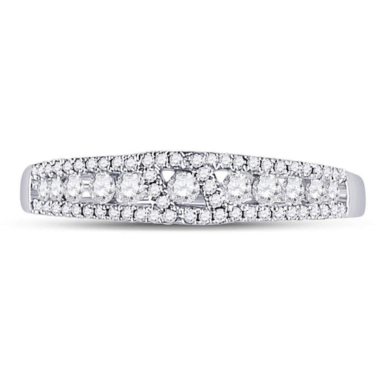 14k White Gold Womens Round Diamond Anniversary Band Ring 1/2 Cttw
