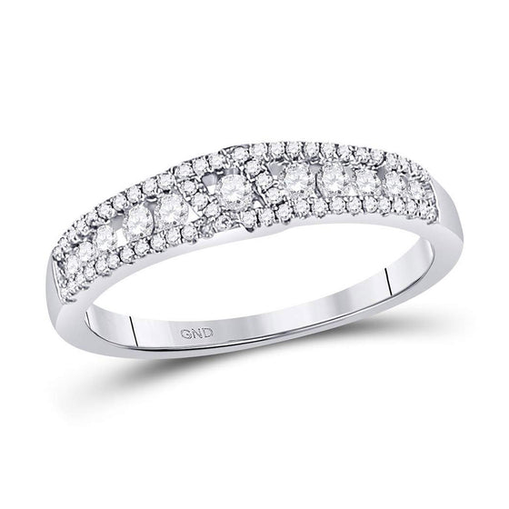 14k White Gold Womens Round Diamond Anniversary Band Ring 1/2 Cttw