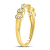 14k Yellow Gold Womens Round Diamond 3-Stone Anniversary Band Ring 3/8 Cttw