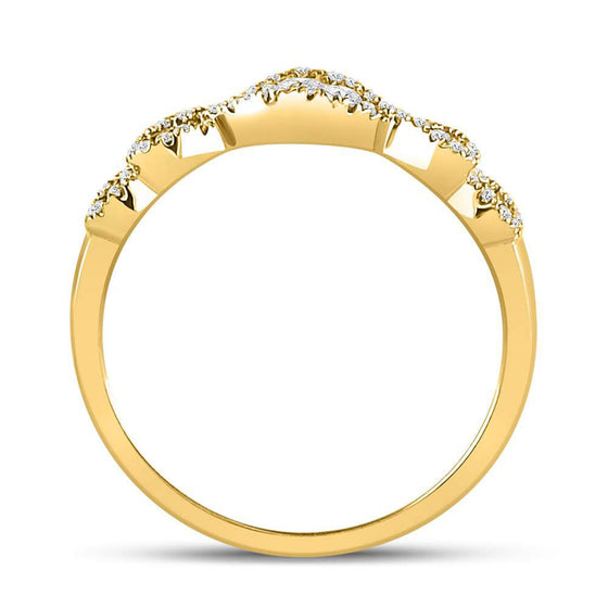 14k Yellow Gold Womens Round Diamond 3-Stone Anniversary Band Ring 3/8 Cttw