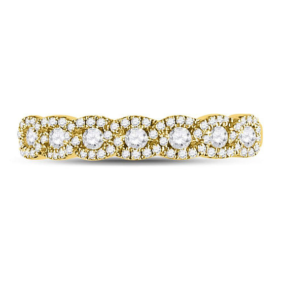 14k Yellow Gold Womens Round Diamond Anniversary Band Ring 1/2 Cttw