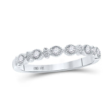  10k White Gold Womens Round Diamond Stackable Band Ring 1/10 Cttw
