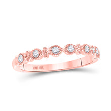  10k Rose Gold Womens Round Diamond Stackable Band Ring 1/10 Cttw