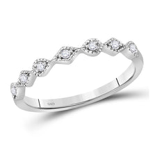  10k White Gold Womens Round Diamond Stackable Band Ring 1/10 Cttw