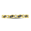 10k Yellow Gold Womens Round Blue Sapphire Diamond Stackable Band Ring 1/10 Cttw