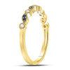 10k Yellow Gold Womens Round Blue Sapphire Diamond Stackable Band Ring 1/10 Cttw