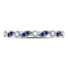 10k White Gold Womens Round Blue Sapphire Diamond Stackable Band Ring 1/10 Cttw