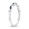 10k White Gold Womens Round Blue Sapphire Diamond Stackable Band Ring 1/10 Cttw