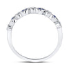 10k White Gold Womens Round Blue Sapphire Diamond Stackable Band Ring 1/10 Cttw