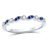 10k White Gold Womens Round Blue Sapphire Diamond Stackable Band Ring 1/10 Cttw