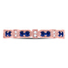10k Rose Gold Womens Round Blue Sapphire Diamond Stackable Band Ring 1/4 Cttw